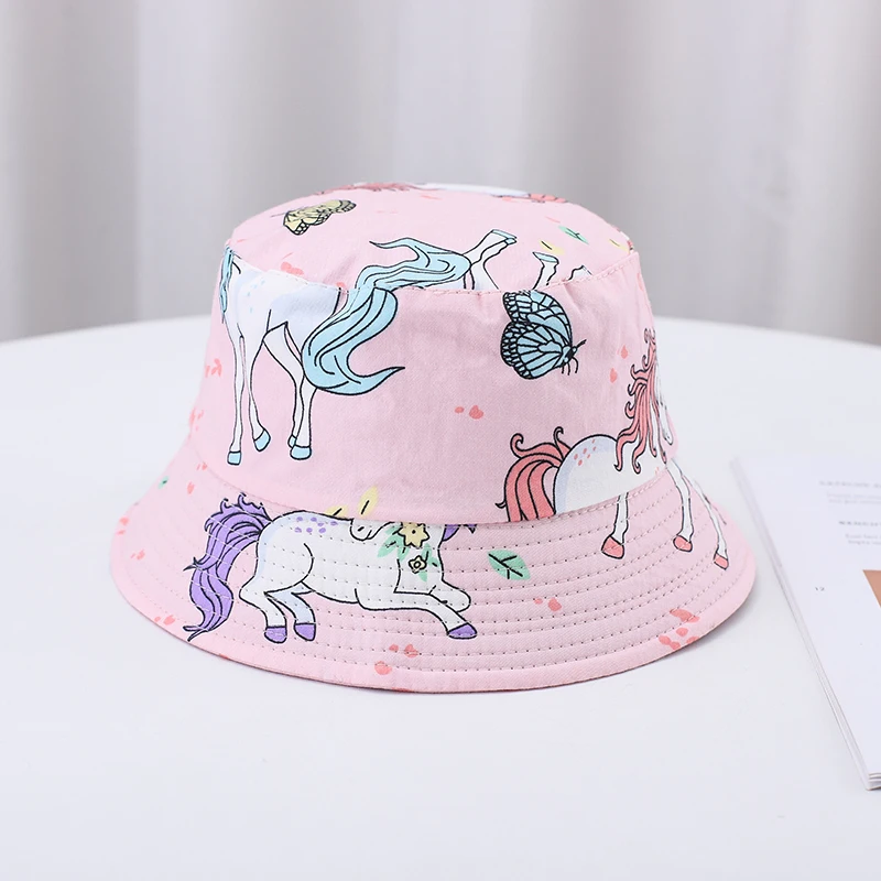 Summer Baby Hat Boy Girl Cotton UV Protection Sun Cap Children Panama Beach Kids Bucket Hat Cute Cartoon Infant Caps