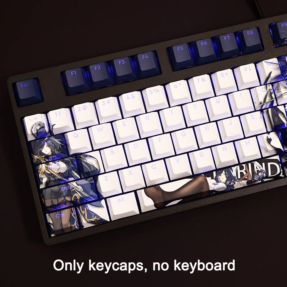 108 Keys Genshin Impact Keycaps Clorinde Keycaps PBT Dye Subbed Cherry Backlit Keycaps Anime Key For ANSI 61 87 104 108 Layout