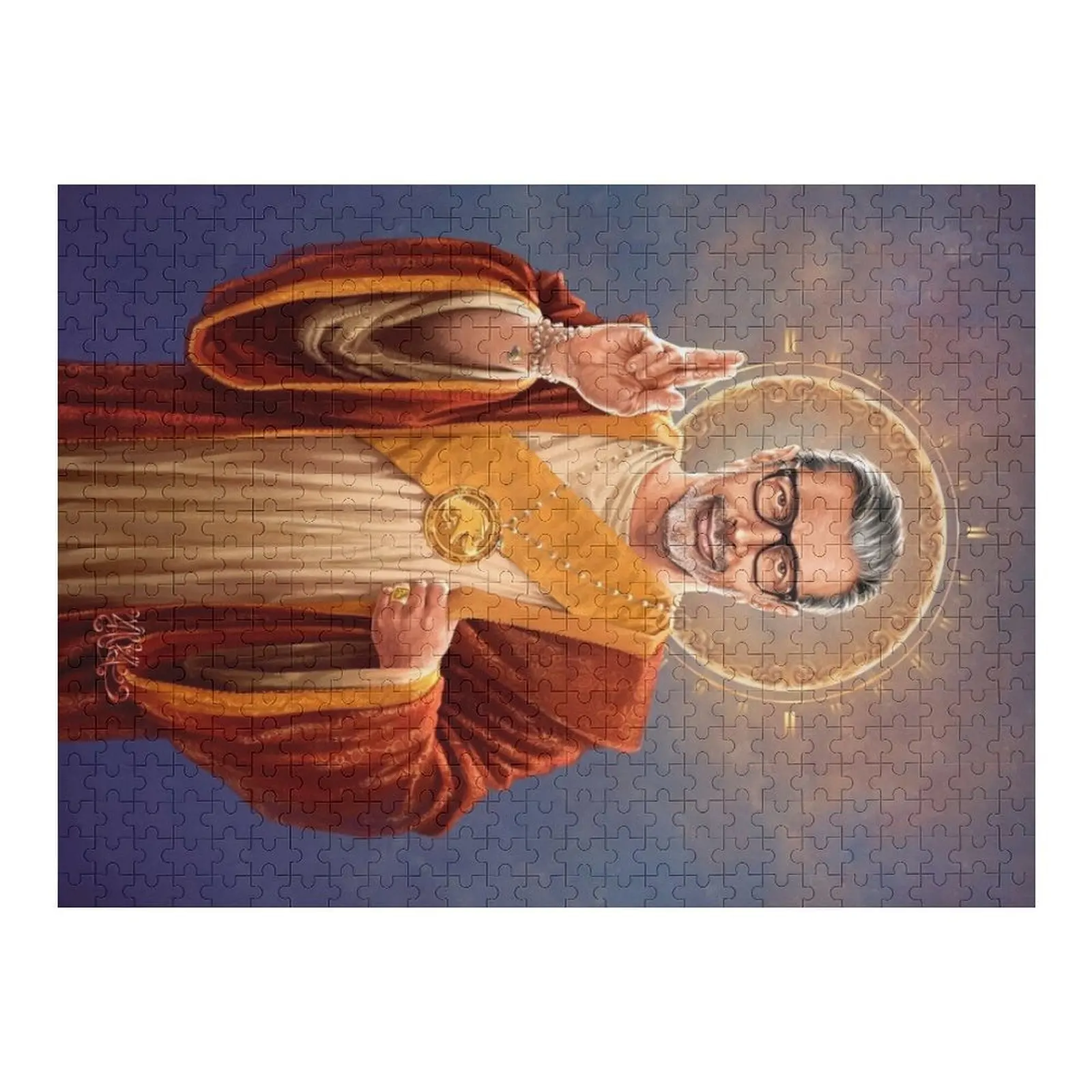

Saint Jeff of Goldblum, Jeff Goldblum Original Religious Painting Jigsaw Puzzle Personalised Custom Child Wooden Name Puzzle