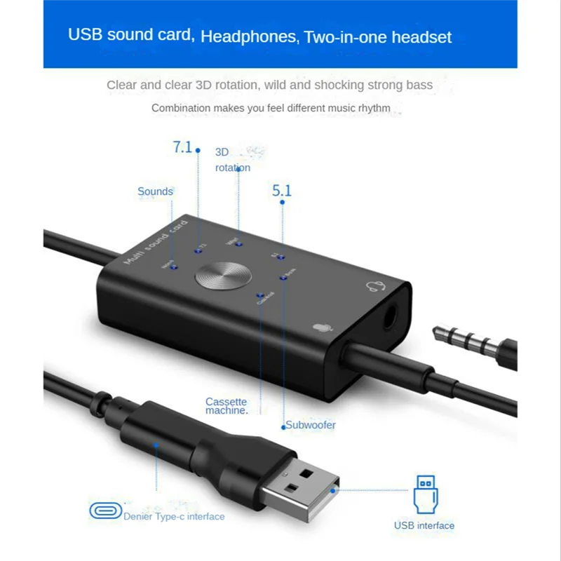 Adattatore per scheda audio audio USB Convertitore professionale per cuffie per laptop PC Speaker-N34R
