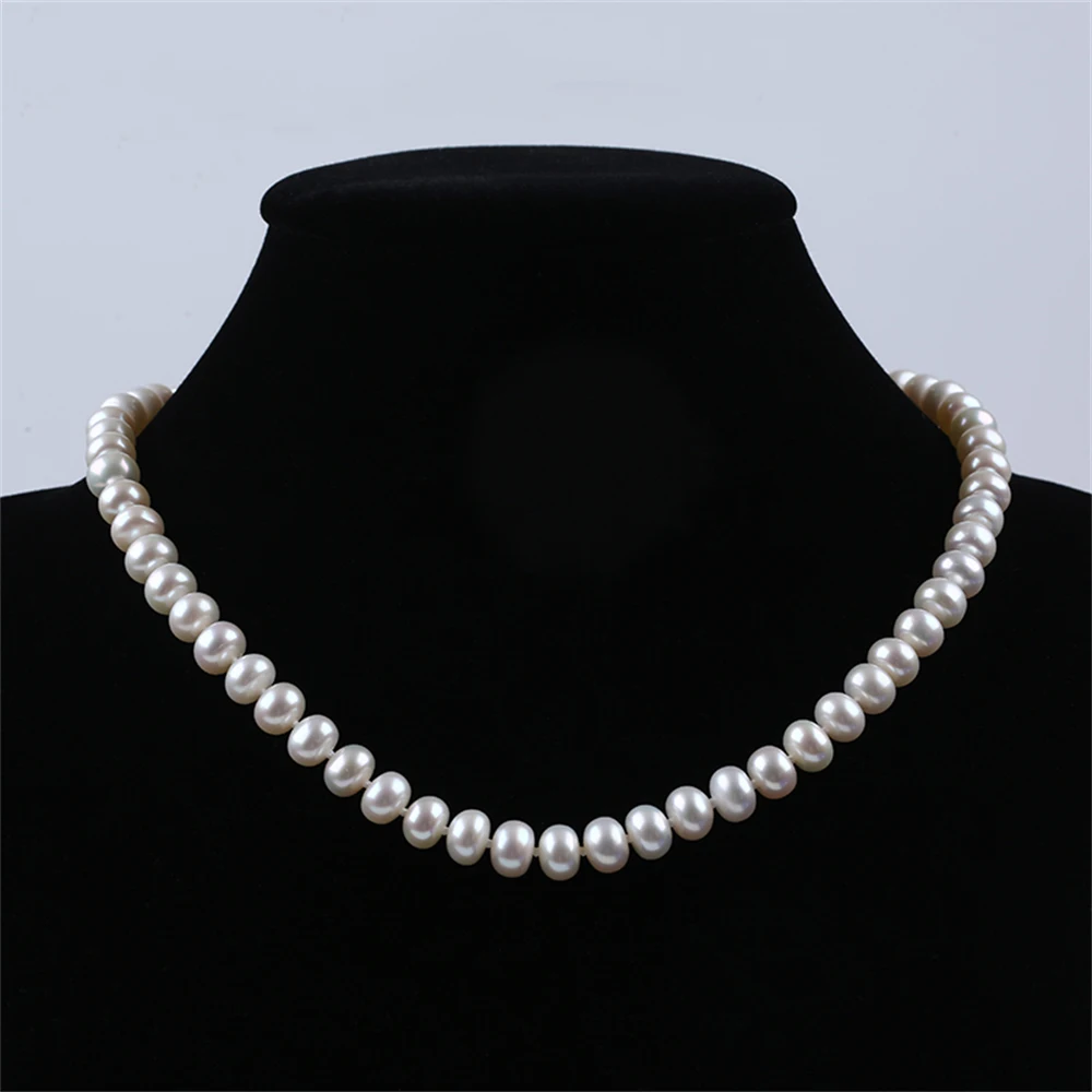 Hot Sale Ornament Set Necklace and Earrings with 6-6.5mm Real Freshwater Button Pearl