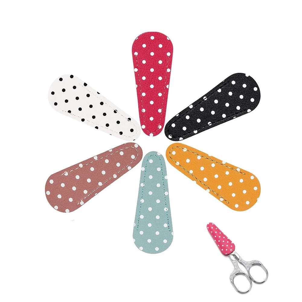 1pc Scissors Sheath for Scissors Protection PU Leather Scissors Sleeve Cover Polka Dot  Embroidery Sewing Tools Household