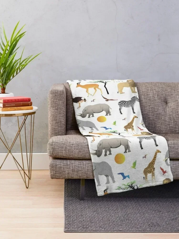 Safari Savanna Various Animals Throw Blanket Bed covers Soft Beds Blankets