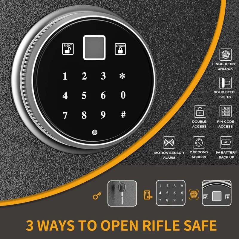 3-5 , Quick Access Large pistols  Fingerprint Keypad, Electronic Locking Cabinet Safes Pocket Rack Home