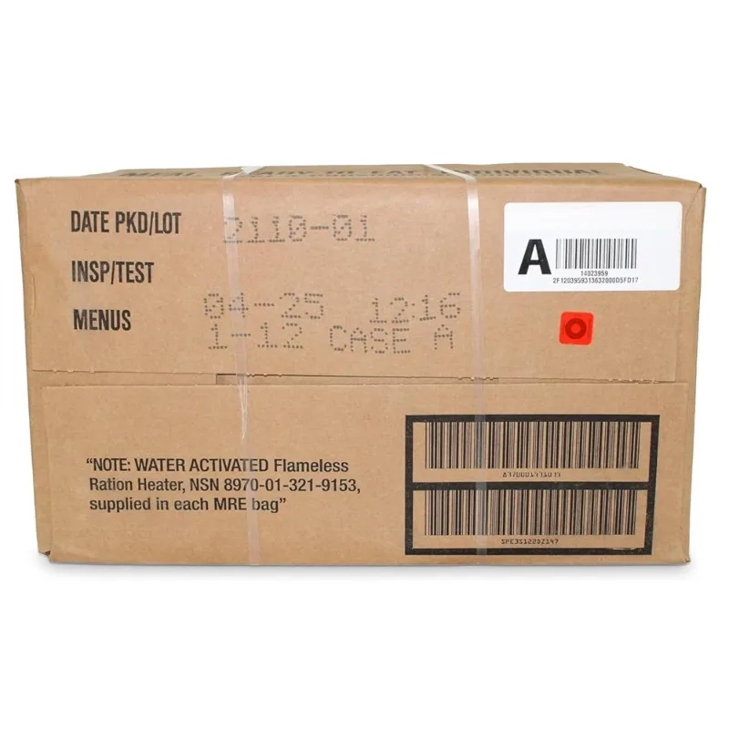 Comidas Listas para Comer (MRE), Suministro de Alimentos de Emergencia para Supervivencia, Camping y Actividades al Aire Libre, Caja de 12 Paquetes