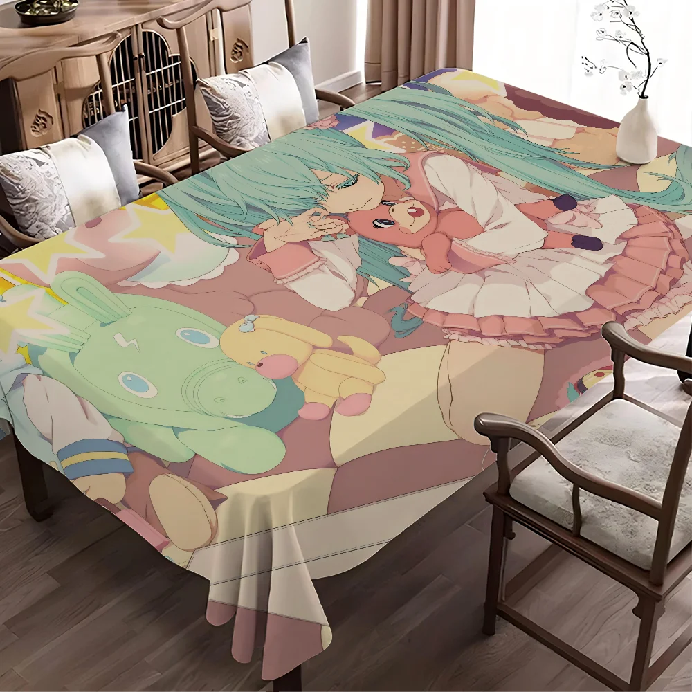 H-Hatsune Miku Anime Table Cloth Polyester Print Waterproof Oilproof Rectangular Party Table Cover Tablecloth Picnic Mat