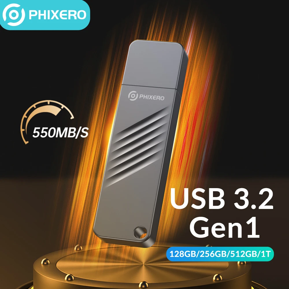 -$20【BIZF18】Phixero Draagbare Solid State Disk Usb 3.2 Flash Drives Stick Pendrive 128Gb 1TB Pen Driver Op Sleutel Mini Ssd 3 Voor Camera Pc Laptop Tv