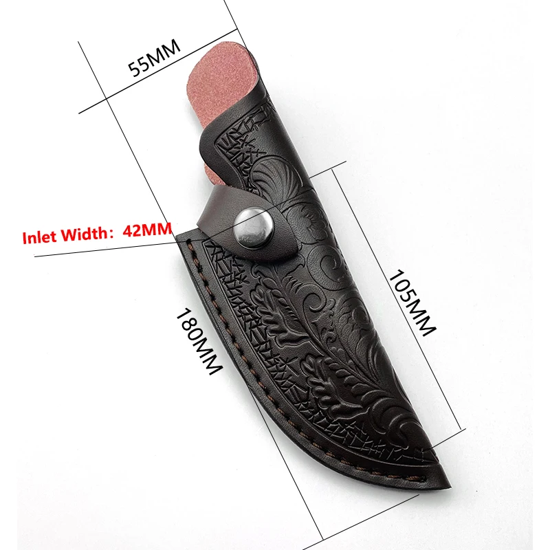 1pc Split Leather Material Outdoor Portable Small Straight Knife Sheath Scabbard With Buckle Case Storage Bag Holders