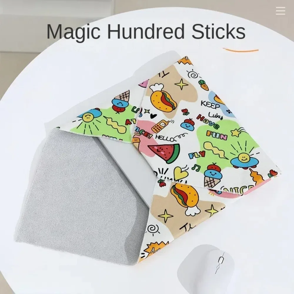 Reusable New Hundred Sticker Cloth Silent Square Protection Bag Camera Lens Organizer Cute Self-adhesive Laptop Bag