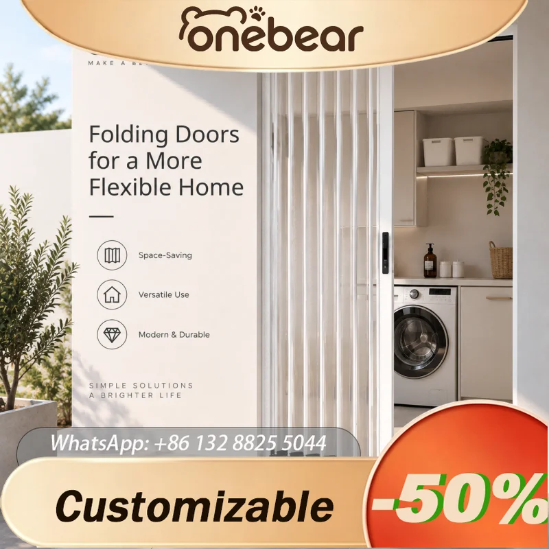 Customizable PVC Retractable Folding Partition Door Aluminum‑Frame Transparent Sliding Door Heat‑Resistant For Household Kitchen