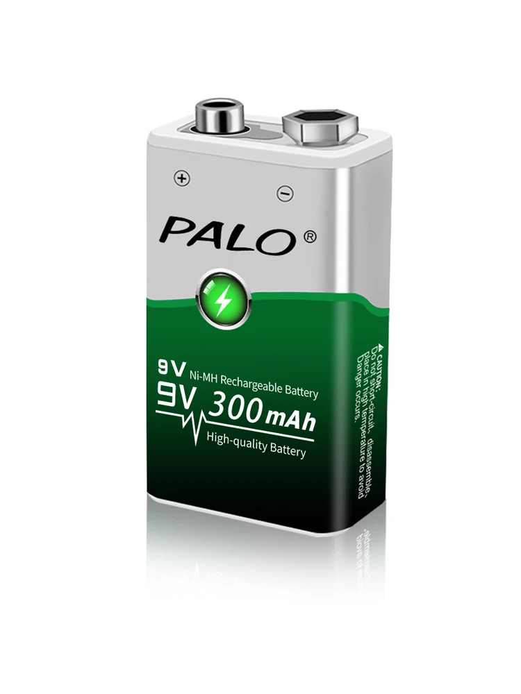 PALO 6F22 Akumulator Ni-MH 9 V 9 V 300 mAh Akumulator 9 V o niskim napięciu i niskim natężeniu rozładowania z inteligentną ładowarką — zdjęcie 2