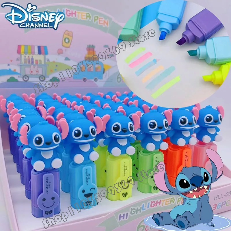 Cartoon Disney Stitch Highlighter Cute Stitch Marke Students School Supplies Stationery Fluorescent Marker Colored Marker