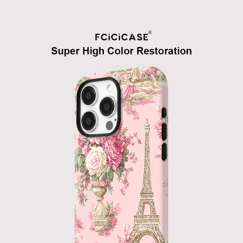 حافظة Fcicicase الفاخرة على شكل زهرة لهاتف آيفون 16 15 14 Plus 13 12 Pro Max 11 لهاتف Magsafe أكريليك من البولي يوريثان الحراري 2 in1 غطاء مغناطيسي مزدوج الطبقة #4