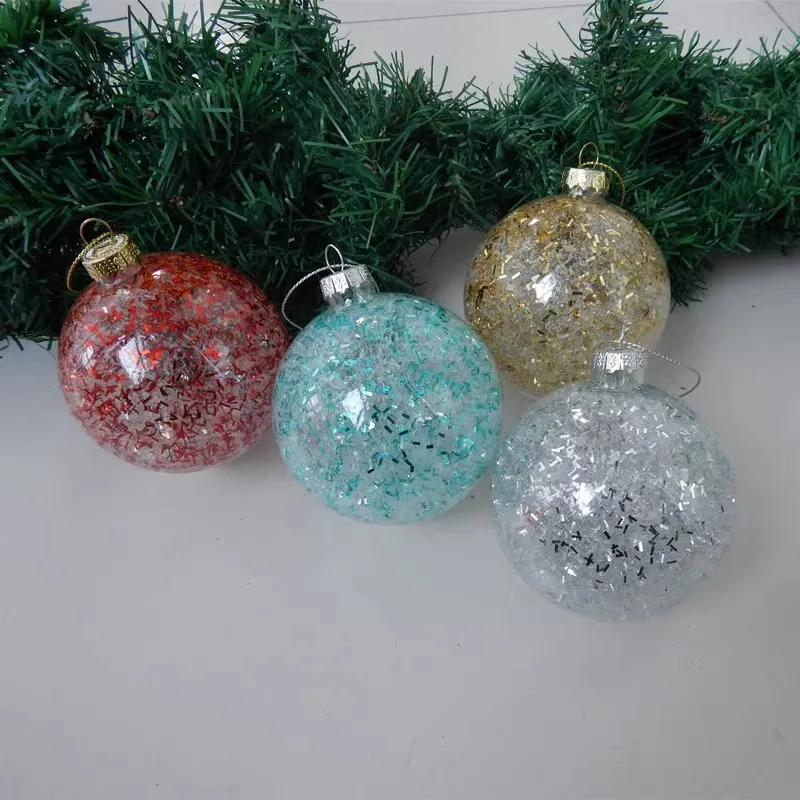 Free Shipping 8pcs/pack Different Diameter Color Sheet Handmade Glass Globe Ornament Christmas Day Tree Decoration Hanging Ball