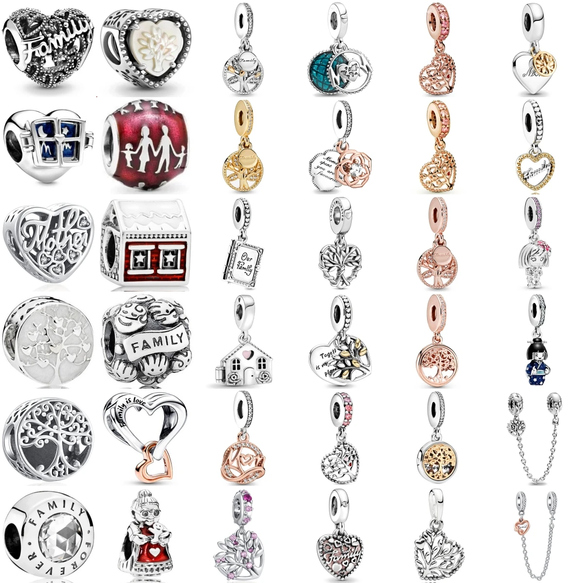 

New Fashion 925 Sterling Silver Family Tree House Stars And Moon Charm Pendant Fit Original Bracelet Accessories DIY Jewelry