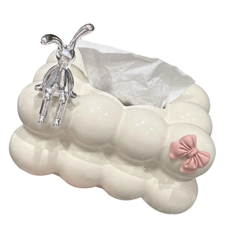 Tabletop Napkin Holder with Adorable Rabbit Feature Sturdy Tissue Dispenser DXAF