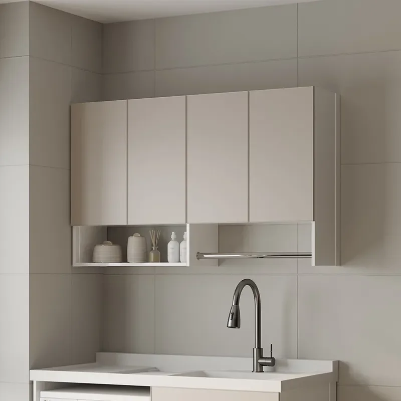 Thickened Space Aluminum Wall Mounted Cabinet Balcony Bathroom Kitchen Storage Locker Wall Hanging Cupboard Organizer Shelf