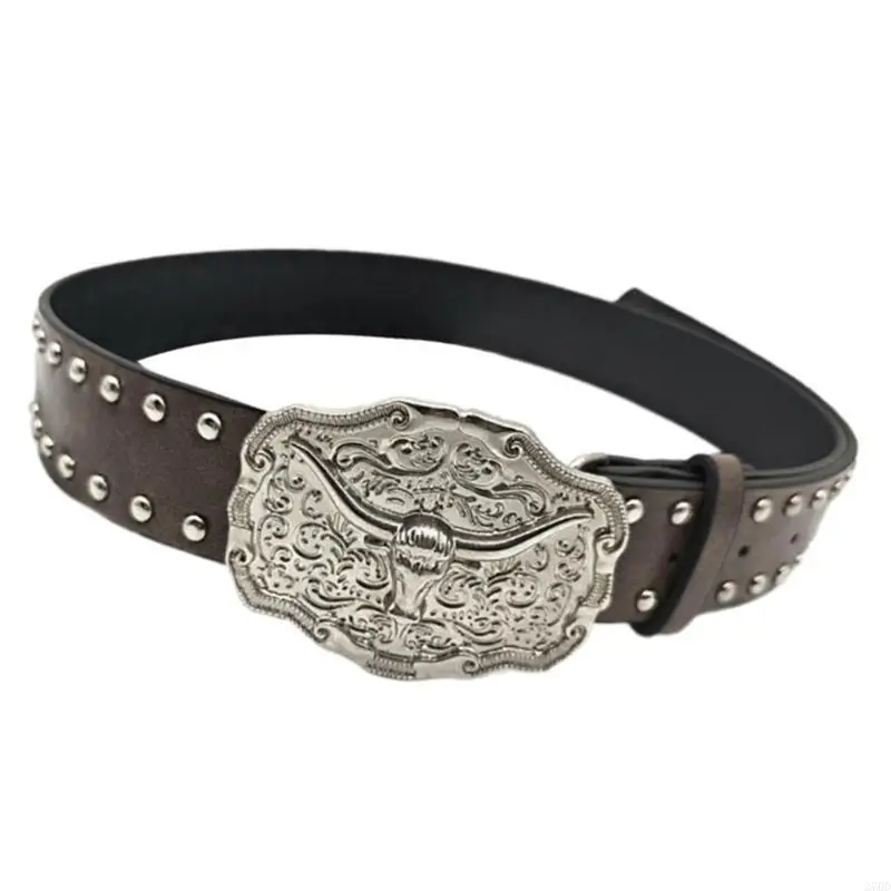 Punk Waist Belts Retro Waist Belt Cowgirl Engraved Buckle Body Jewelry