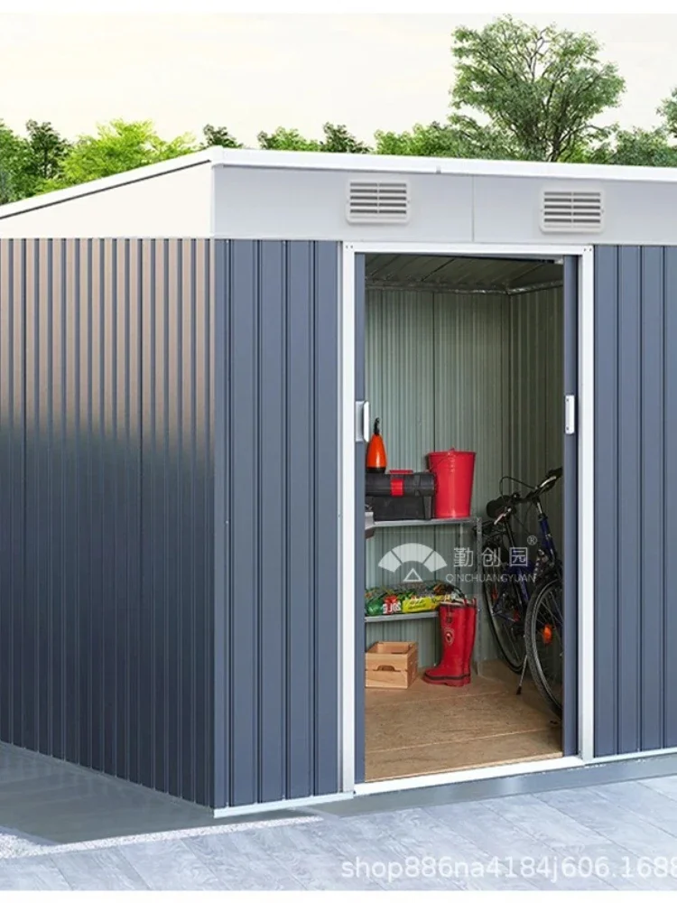 AliExpress NONE 8.5X6.4 FT Outdoor Storage Shed Garden Metal Shed with Lockable Door Outdoor Large Shed for Tool, Garbage Can, Bike