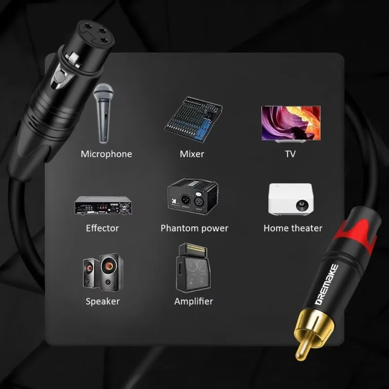 XLR to 2RCA Audio Adapter Cable Dual RCA Male to XLR 3Pin Female Unbalanced Y Splitter Patch Cord for Speaker Mixer Amplifier