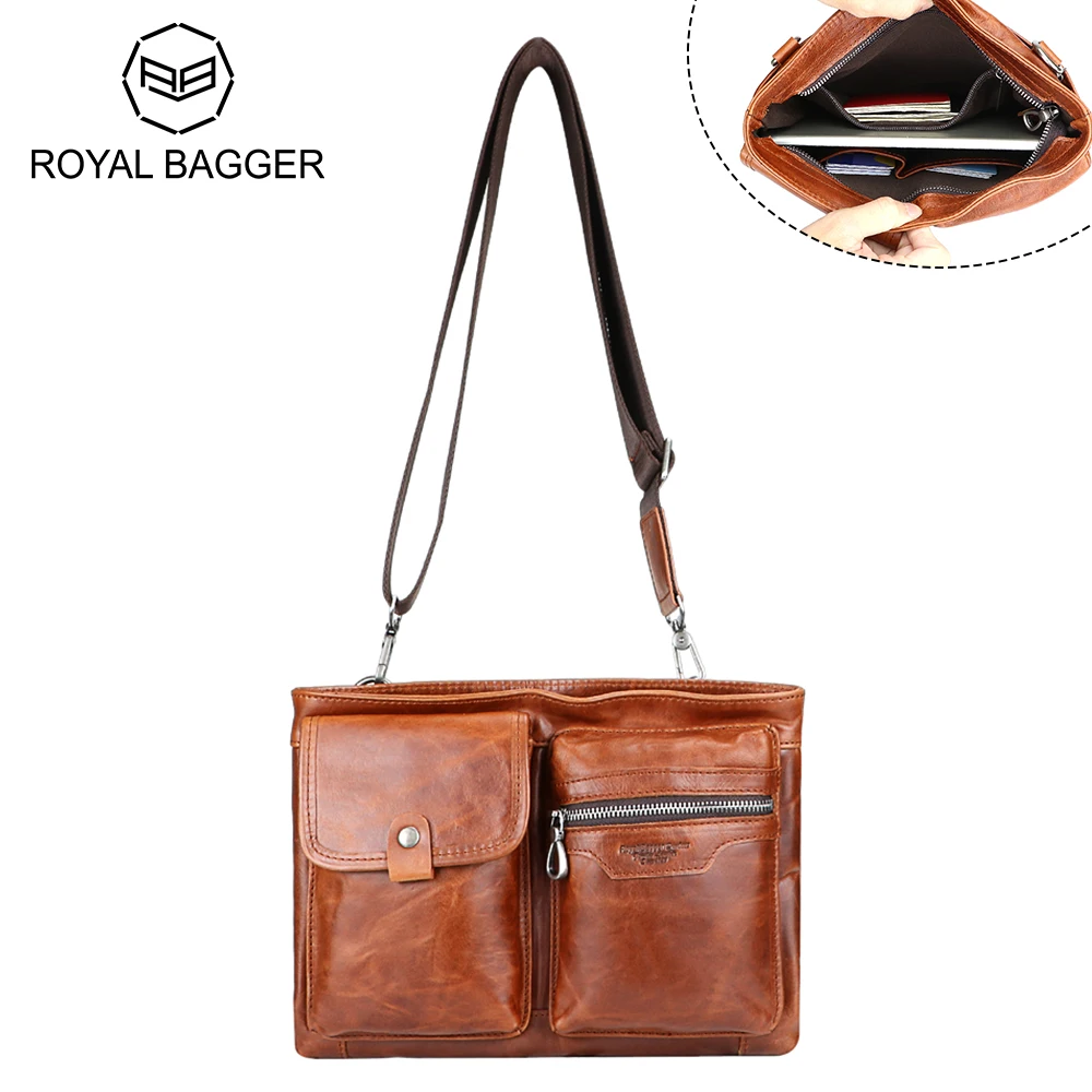 

Винтажная мужская деловая сумка-мессенджер Royal Bagger, женская сумка через плечо для ежедневного использования 1624