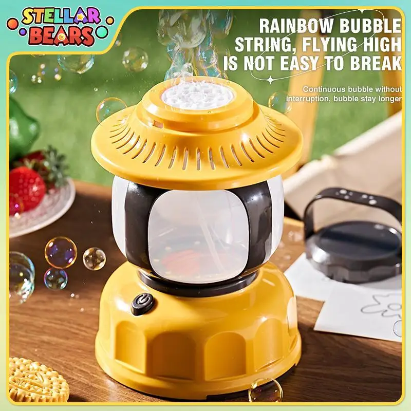 

Electric Bubble Machine Children's Outdoor Party Blowing Bubble Toy Camping Lamp Design Multifunction Automatic Bubble Machine