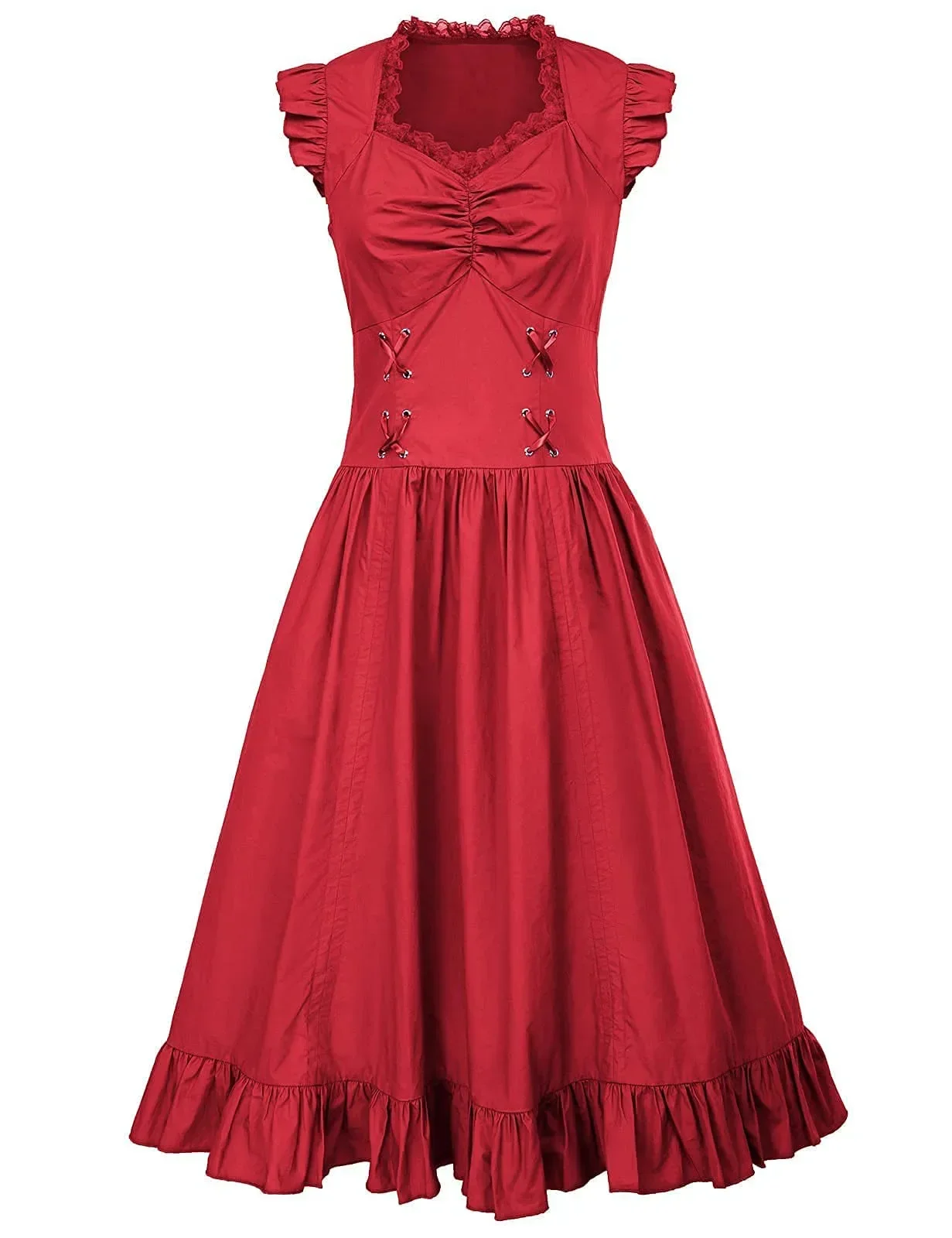 Damska sukienka Steampunk gotycka średniowieczna wiktoriańska bez rękawów z falbankami damska duża bandażowa huśtawka elegancka odzież imprezowa