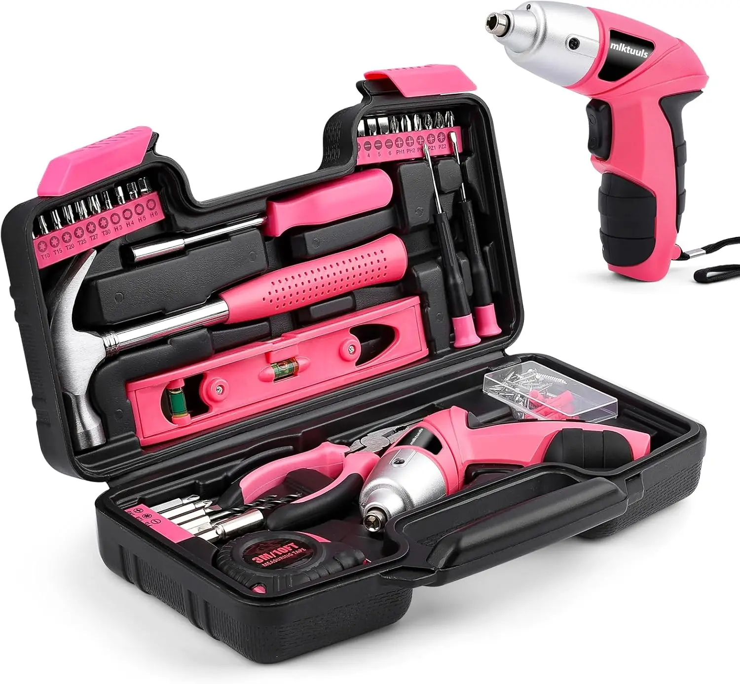 

Розовый беспроводной электрический шуруповерт 3.6В с набором из 112 инструментов для домашних DIY-проектов