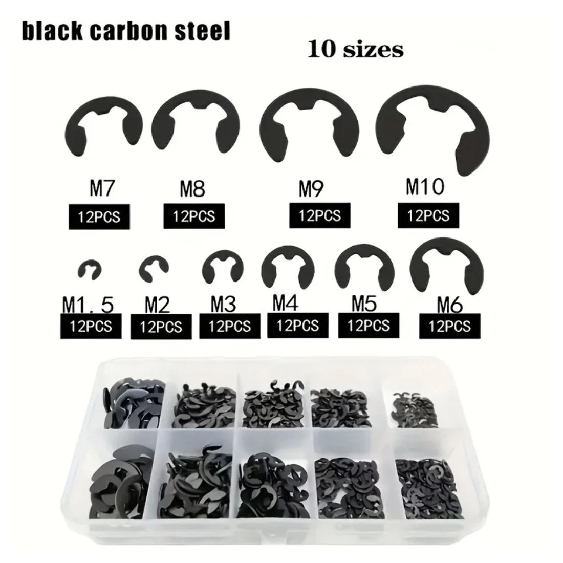 

120 шт. сверхмощные электронные зажимы из пружинной стали 65Mn — стандартные стопорные кольца GB896 для валов и оси (10-50 мм)