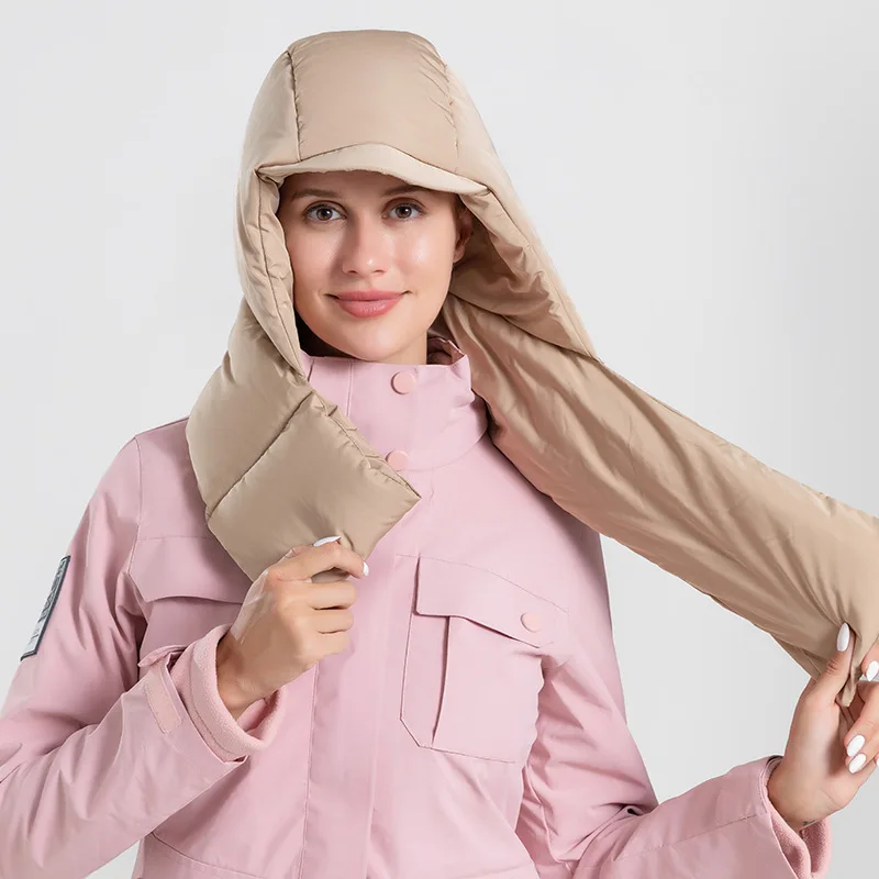 Mens Womens Hat Scarf Integrated Women Winter Pullover Ski Hat One Piece Windproof Warm Fleece Neck Cover Outdoor