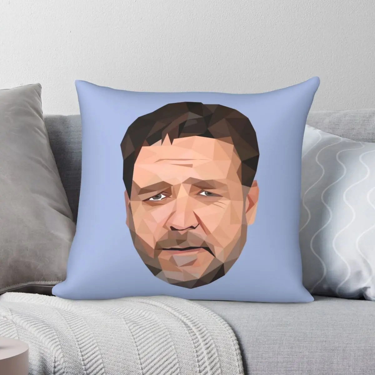 Russell Crowe Low Poly Art Pillowcase Polyester Linen Velvet Pattern Zip Decor Home Cushion Cover