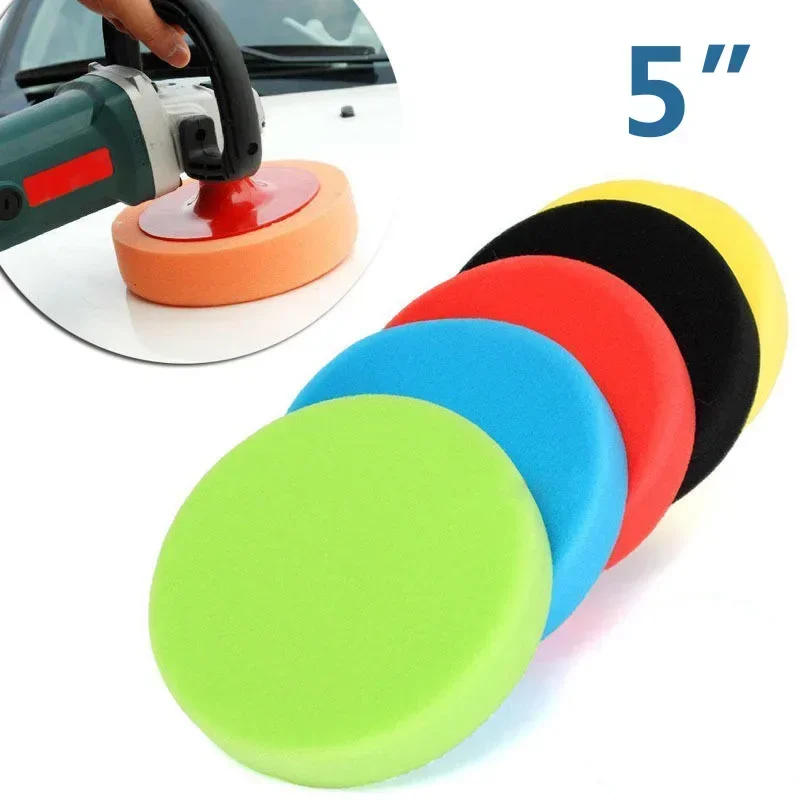 

5pcs Flat Car Polishing Foam Buffing Sponge Pad Polisher Tool Kit Set 5 Inch Practical Auto Accessories Tools