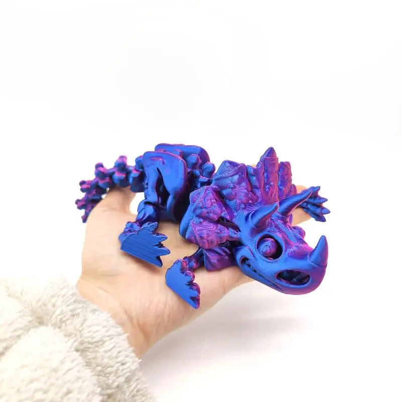 1 PCS 3D Printed Skeleton Triceratops Dinosaur Articulated Action Figure Model For Gifting, Home Decor