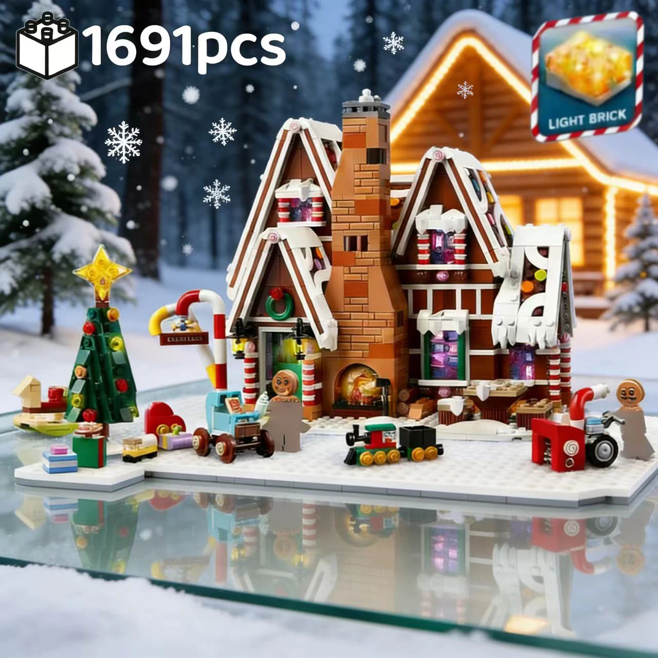 

Рождественский пряничный домик, семейный сбор, строительные блоки, Лось, пряничный человечек, дети собирают развивающие игрушки, подарки