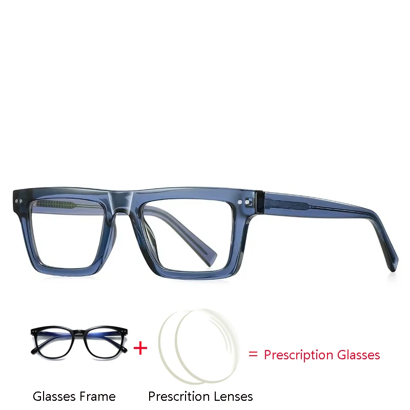 

Blue Frame Square Prescription Glasses Anti Blue Light/Photochromic/ Myopia/Hyperopia/Progressive/Optical Eyeglasses Unisex