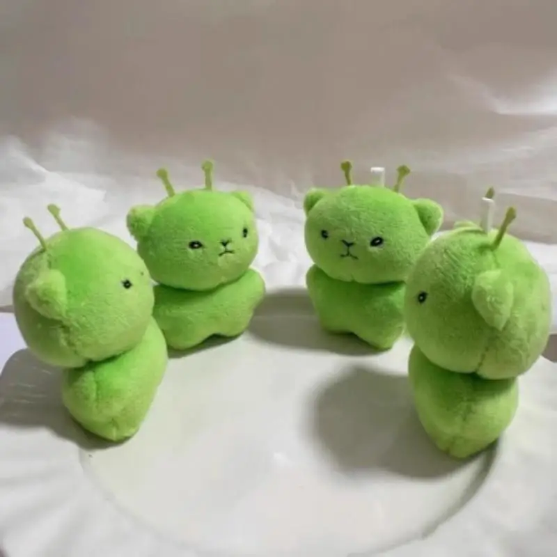1/2 Stuks Groene Alien Kat Knuffel Sleutelhanger Hanger Cartoon Knuffeldier Charms Accessoires Creatieve Leuke Rugzakken Party Gift