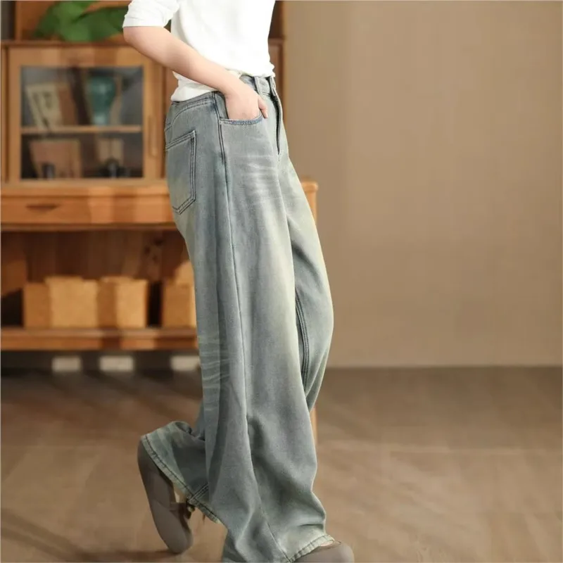 Baggy Jeans Y2k Middle Age Thick Denim Low Vintage None Other Jeans Korean Dongdaemun 2024 Berserk