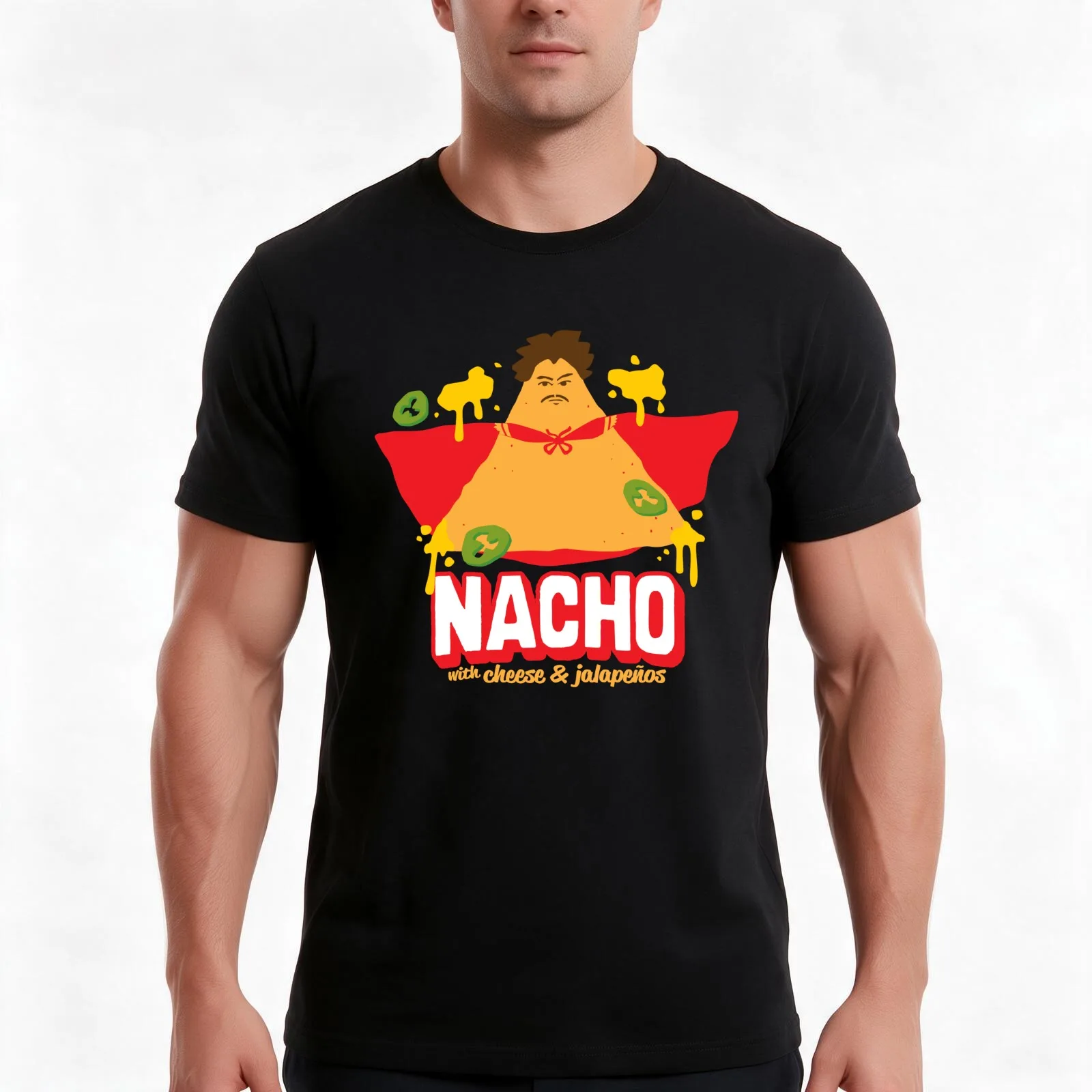 Nacho T-Shirt, Summer Casual Cotton Tee, Oversized Streetwear Tops, Vintage Graphic Print, Loose Fit Short Sleeve, 100% Cotton