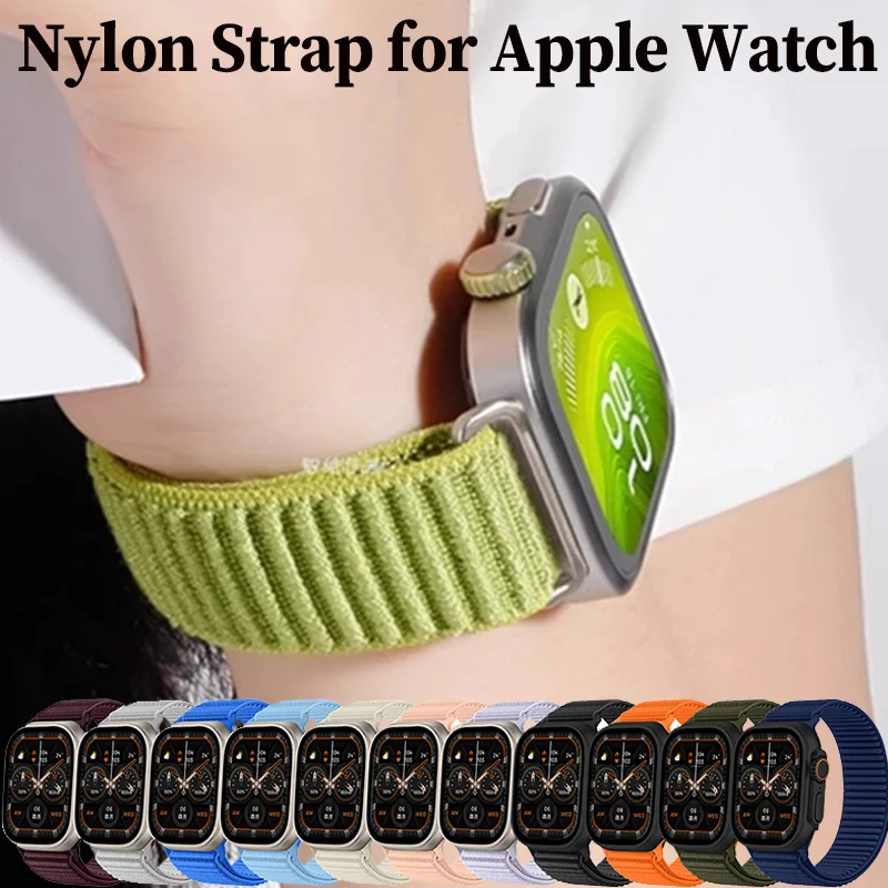 

Нейлоновый плетеный ремешок для Apple Watch Band Ultra 2 49 мм 46 45 41 42 мм 44 40 мм Тканый браслет для Iwatch Series 10 9 8 7 6 SE 5 4 3 2