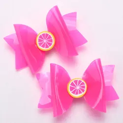 2Pcs Jelly Hair Bow Clip For Baby Girls Fashion Waterproof Pool Party Hairpins Cute Grape Avocado Solid Hairpin Headwear