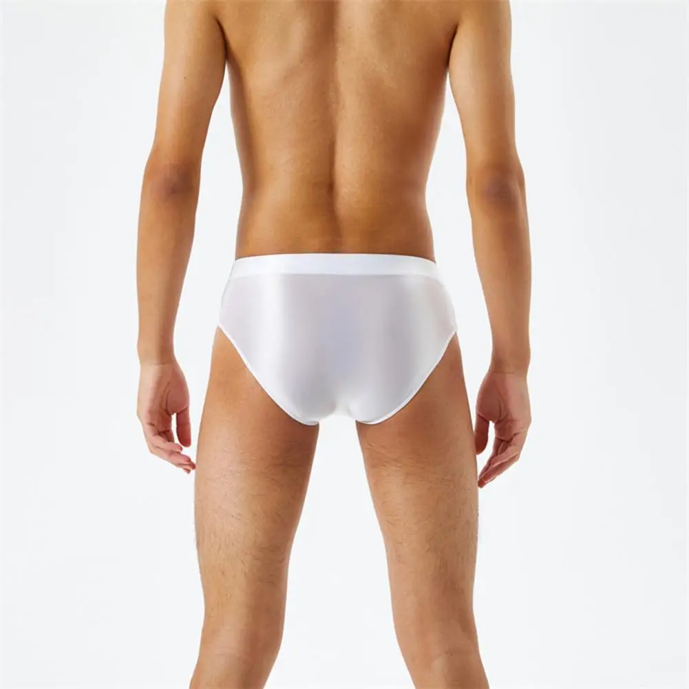 Men Panties Solid Color Smooth Stretch Seamless Glossy Underwear Sexy One-Piece Underpants Briefs Male Clothes