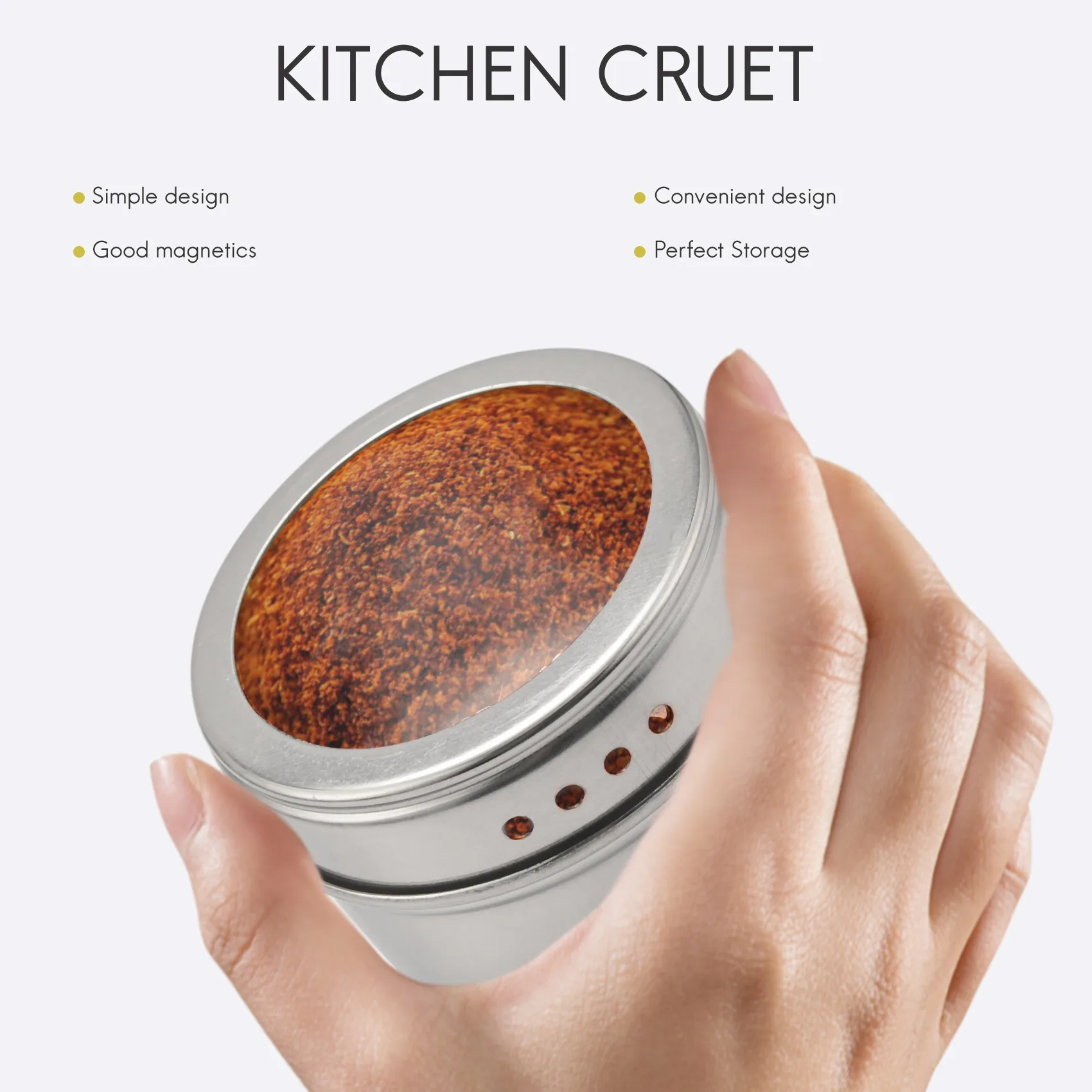 BMBY-10Pcs/Set Clear Lid Magnetic Stainless Steel Spice Jar Sauce Pepper Seasoning Storage Container Kitchen Houseware