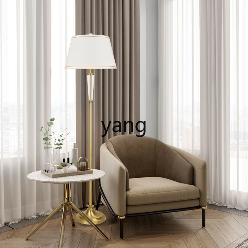 Yjq Copper Crystal Floor Lamp Simple Modern Living Room Light Luxury Elegant Cozy Bedroom Bedside Floor Table Lamp