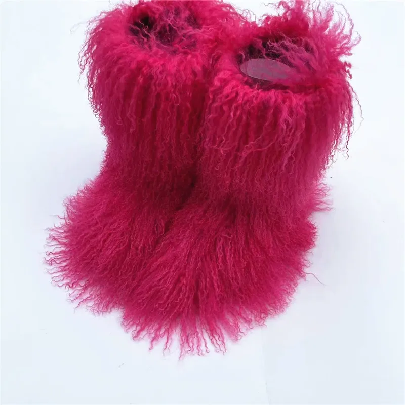 Ladies Trendy Mongolian Fur Boots Women Fahsion Teddy Fur Snow Boots Fluffy Warm Faux Wool Y2K Winter Shoes Plush Warm Footwear