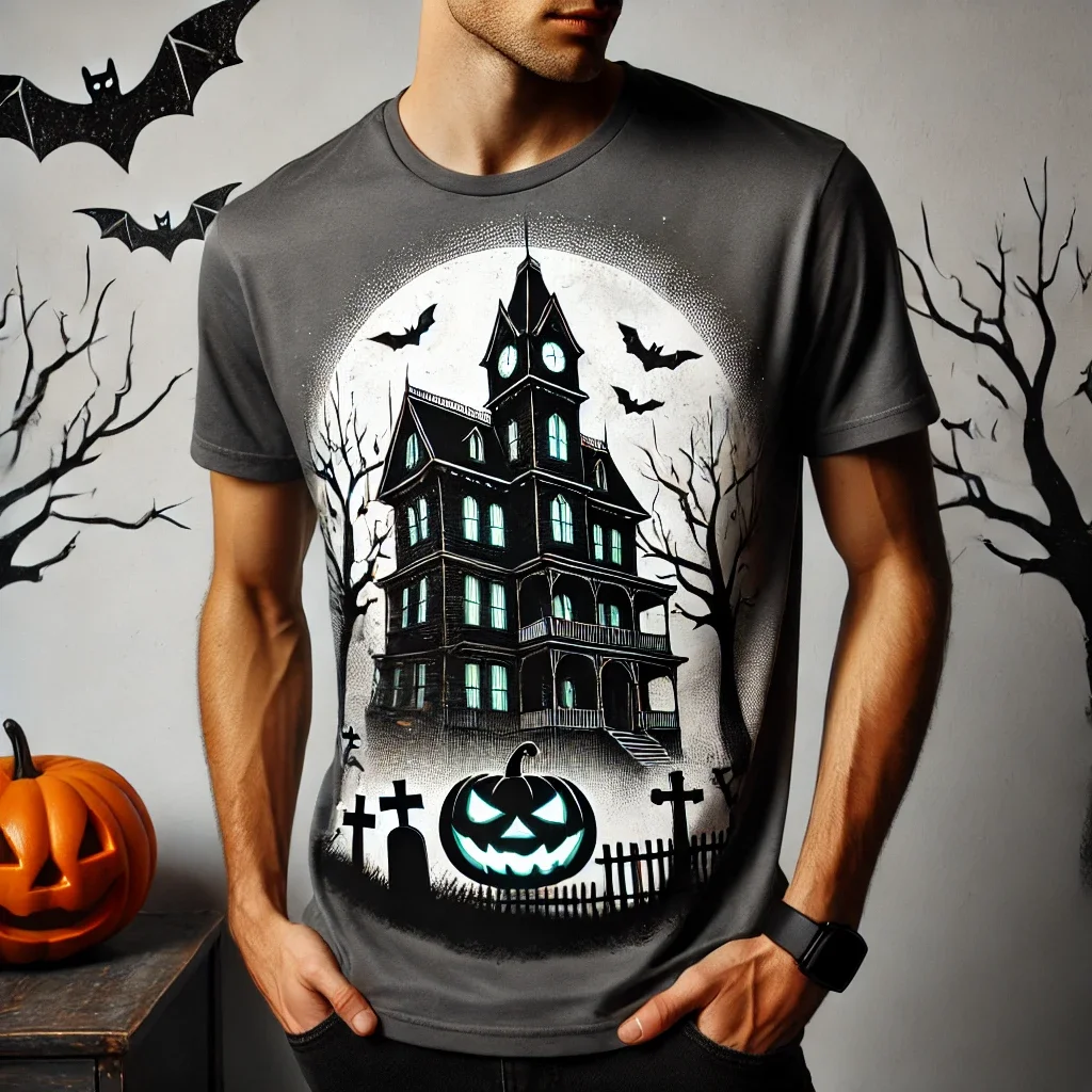 2024 Halloween Short-sleeved T-shirt Casual Men Scary Loose Harajuku Street Halloween T-shirt Top Oversized Men\'s T-shirt