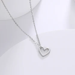 Hollow Love Heart Pendant Stainless Steel Necklace Three Models Minimalist Valentine's Day Jewelry Gift for Women Men Couple