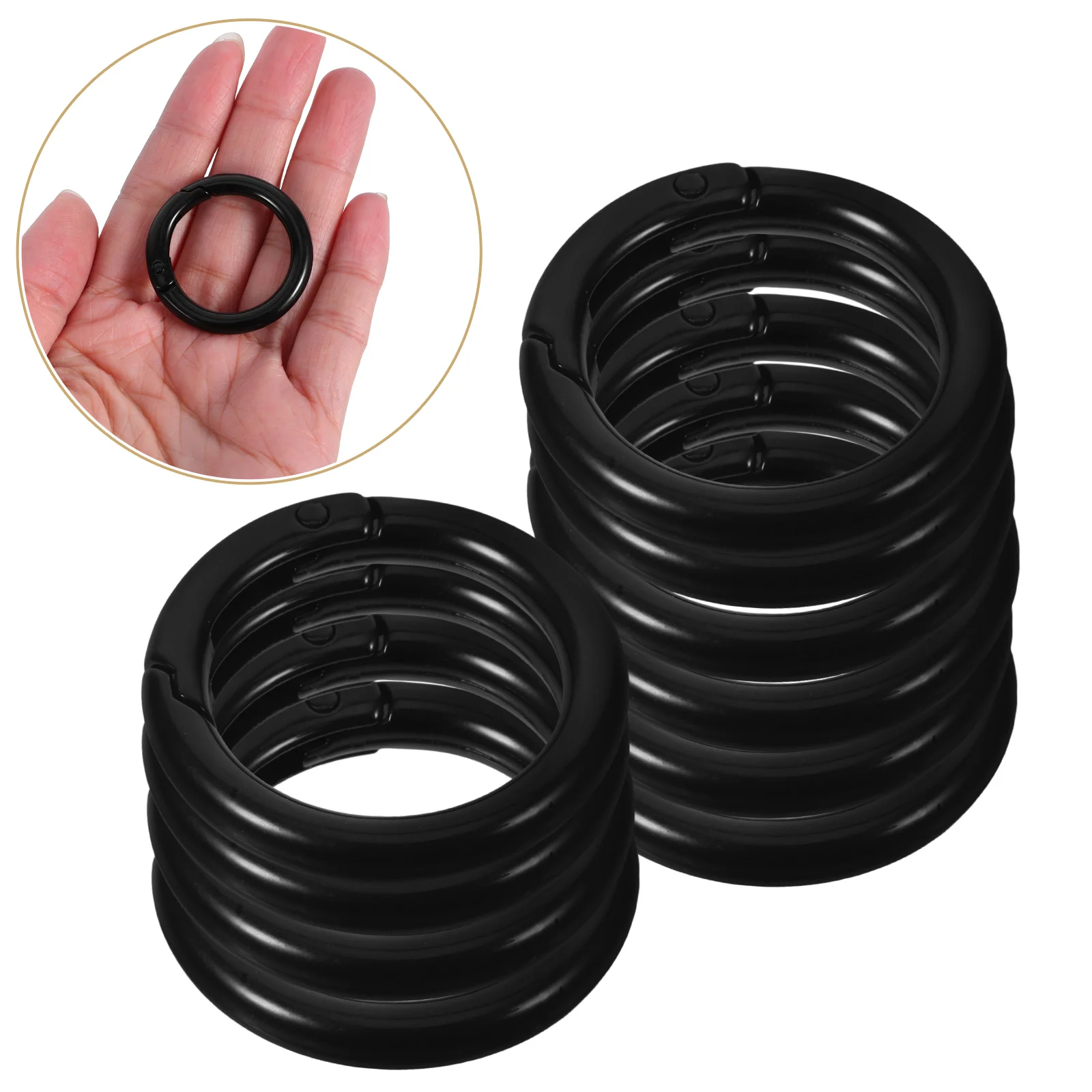 

10pcs Spring Ring Buckle Alloy Keychain Open Clip Round Carabiner Trigger Connector Durable Replacement Hardware For