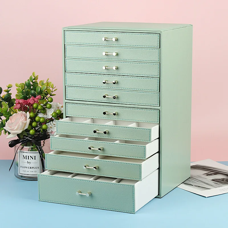 

Высококачественная коробка для хранения в европейском стиле 10, серьги, кольца, ювелирные изделия, ожерелья, ювелирные изделия, многослойная коробка для хранения большой вместимости