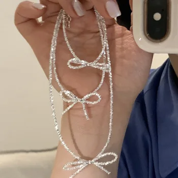 BFCLUB S925 Sterling Zilveren Armbanden voor Vrouwen Leuke Boog Stralende Accessoires Trend Vintage Eenvoudige Hanger Party Sieraden