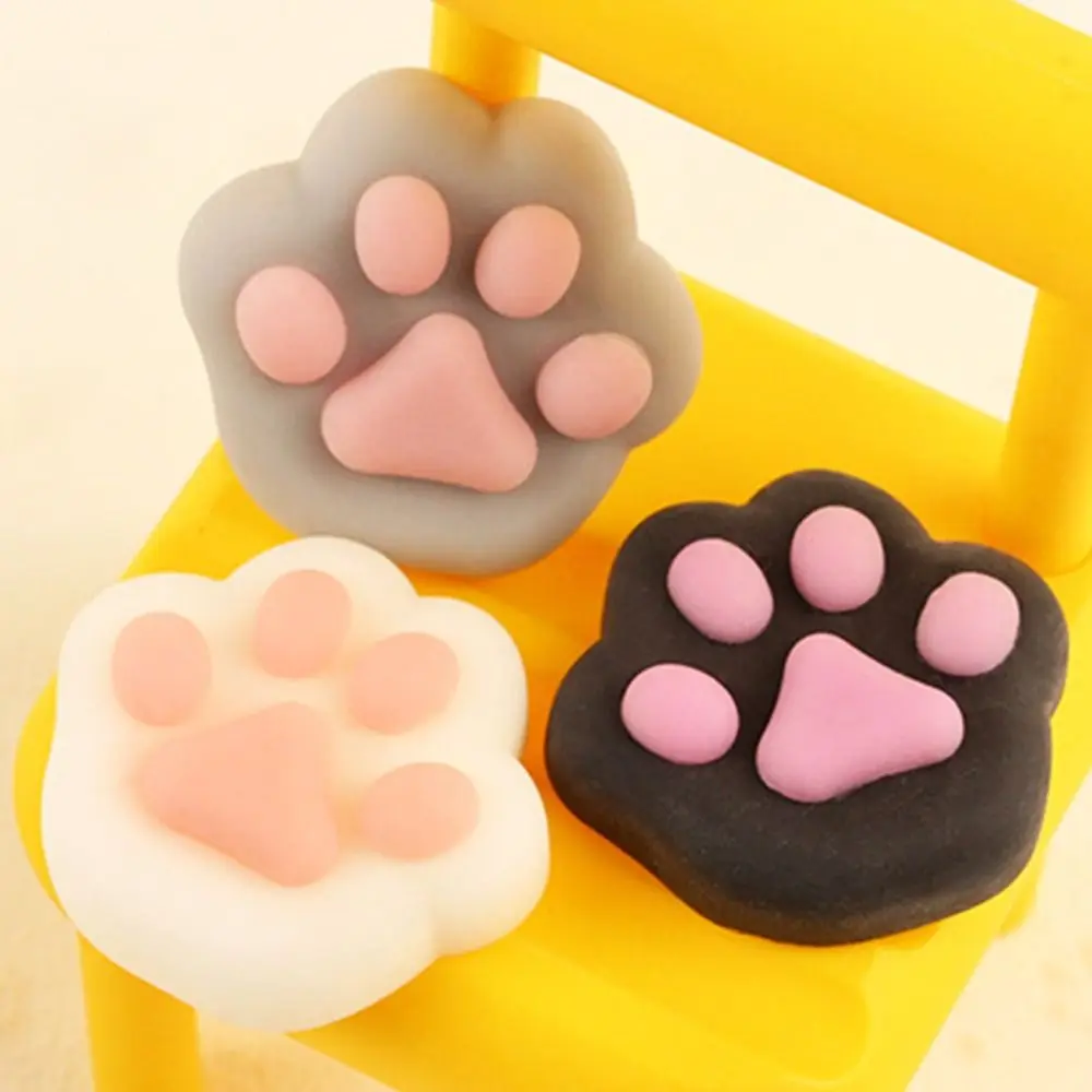 Mini Cat Paw Squeeze Toy Silicone Pinch Decompression Toy Plush TPR Fidget Sensory Toys